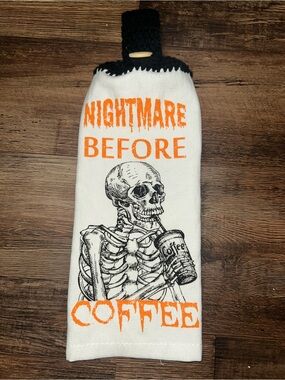 Skeleton Nightmare Before Coffee Hanging Towel